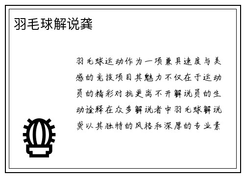 羽毛球解说龚